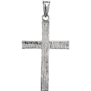 Rugged Cross Brushed 14k White Gold Pendant (30X20MM)