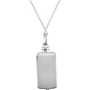 Rhodium Plate Sterling Silver and 14k Yellow Gold Ash Holder Necklace, 18"