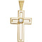 Diamond Coticed Cross 14k Yellow Gold Pendant