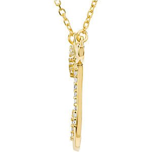 14k Yellow Gold Alphabet Initial Letter J Diamond Necklace, 17" (GH Color, I1 Clarity, 1/8 Cttw)