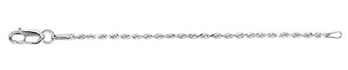 1.3mm 14k White Gold Diamond-Cut Rope Chain Necklace Extender or Safety Chain, 3"