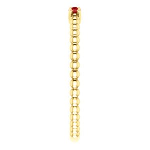Chatham Created Ruby Beaded Ring, 14k Yellow Gold, Size 6