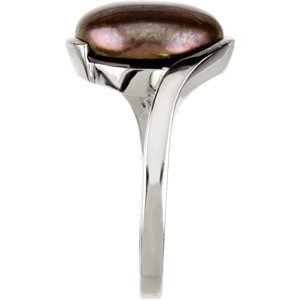 Freshwater Cultured Chocolate Coin Pearl Sterling Silver Ring, 13-14MM, Size 10