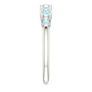 Aquamarine 7-Stone 3.25mm Ring, Sterling Silver, Size 6