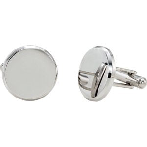 Mirror Polished Round Engraveable Stainless Steel Cuff Links, 18MM