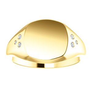 Diamond Closed Back Signet Ring, 14k Yellow Gold (.05 Ctw, G-H Color, I1 Clarity) Size 6.5