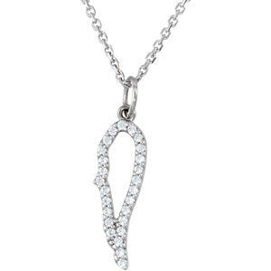 Diamond 'Angel Wing' Platinum Pendant Necklace, 16" (1/8 Cttw)