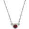 Mozambique Garnet Solitaire Rhodium Plate 14k White Gold Pendant Necklace, 16"