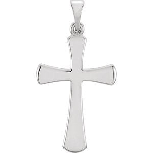 Rounded Edge Cross Sterling Silver Pendant (23.2X11.4MM)