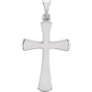 Platinum Rounded Edge Cross Pendant (26X14MM)