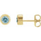 Ave 369 14k Yellow Gold Blue Zircon Stud Earrings