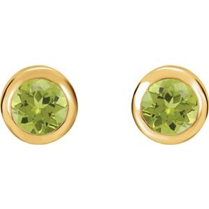 Ave 369 August Birthstone Peridot Stud Earrings, 14k Yellow Gold