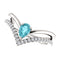 Blue Zircon Pear and Diamond Chevron Rhodium-Plated 14k White Gold Ring (.145 Ctw, G-H Color, I1 Clarity)