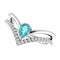 Blue Zircon Pear and Diamond Chevron Rhodium-Plated 14k White Gold Ring (.145 Ctw, G-H Color, I1 Clarity), Size 8