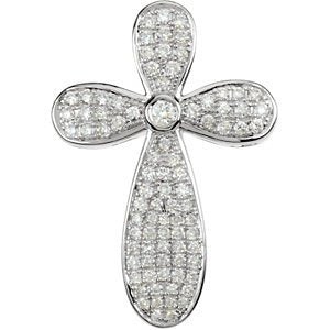 Diamond Micro Pavé Cross 14k White Gold Pendant (GH Color, I1 Clarity, 5/8 Cttw)