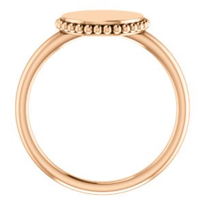 Engrave-able Beaded Signet Ring, 14k Rose Gold, Size 7