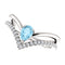Aquamarine Pear and Diamond Chevron Sterling Silver Ring (.145 Ctw, G-H Color, I1 Clarity), Size 7.5