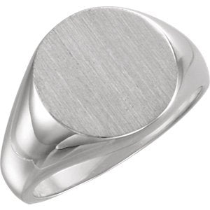 Men's 10k X1 White Gold Brushed Signet Ring (15mm)