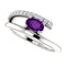 Platinum Amethyst and Diamond Bypass Ring (.125 Ctw, G-H Color, S12-S13 Clarity), Size 6.75