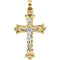 Two-Tone Trefoil Crucifix 14k Yellow and White Gold Pendant (25X18MM)