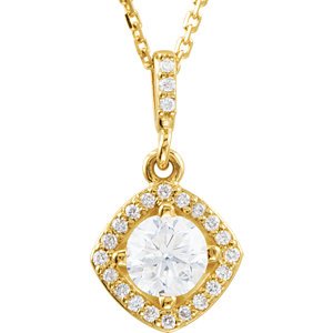 Diamond Halo Pendant Necklace in 14k Yellow Gold, 18" (5/8 Cttw)