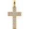 Diamond Western Cross Pendant, Rhodium-Plated 14k Yellow Gold (.25 Ctw, H+ Color, I1 Clarity)