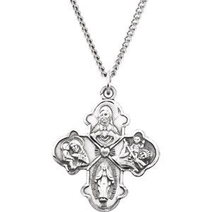Sterling Silver Four-Way Cross Necklace, 24" (31x26.25 MM)