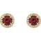 Mozambique Garnet and Diamond Halo-Style Earrings, 14k Yellow Gold (4.5MM) (.16 Ctw, G-H Color, I1 Clarity)