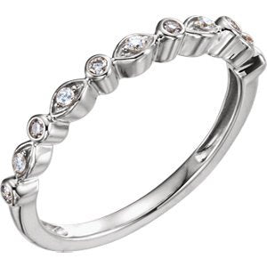 Diamond Stackable 1.7mm Anniversary Band, Rhodium-Plated 14k White Gold (1/8 Cttw, H+ Color, SI Clarity), Size 7