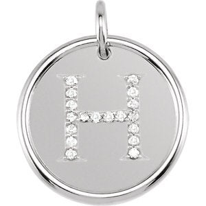 Diamond Initial "H" Pendant, Rhodium-Plated 14k White Gold (0.1 Ctw, Color GH, Clarity I1)