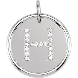 Diamond Initial "H" Pendant, Sterling Silver (0.1 Ctw, Color GH, Clarity I1)