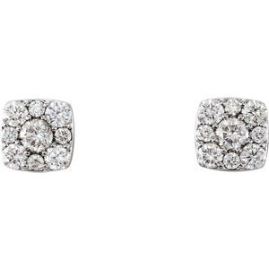 Platinum Diamond Square Cluster Earrings (.5 Ctw, GH Color, SI2-SI3 Clarity)