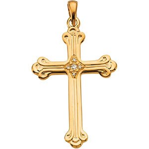 Diamond Cross 14k Yellow Gold Pendant