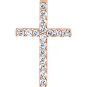 Diamond Petite Cross 14k Rose Gold Pendant (.625 Ctw, G-H Color, I1 Clarity)