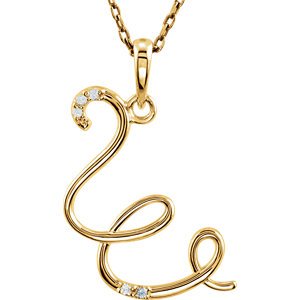 5-Stone Diamond Letter 'W' Initial 14k Yellow Gold Pendant Necklace, 18" (.03 Cttw, GH, I1)