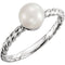 White Freshwater Cultured Pearl Rope-Trim Ring, Sterling Silver (5.5-6mm)