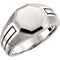 Men's Octagon Brushed-Satin Signet Ring, Rhodium-Plated 14k White Gold (12.5x12.7mm) Size 10