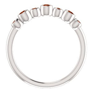 Mozambique Garnet 7-Stone 3.25mm Ring, Rhodium-Plated 14k White Gold