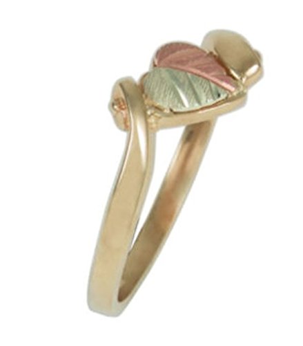 Heart 10k Yellow Gold Ring, 12k Green Gold, 12k Rose Gold Black Hills Gold Motif, Size 10