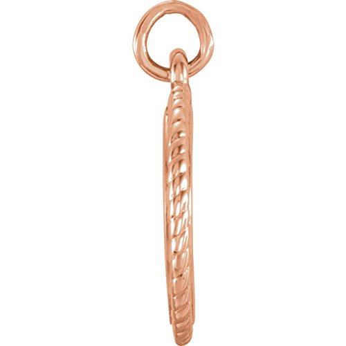 Engrave-able Round Rope Trimmed Pendant, 14k Rose Gold