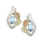 Ave 369 Created Aquamarine Marquise March Birthstone Earrings, Sterling Silver, 12k Green and Rose Gold Black Hills Gold Motif