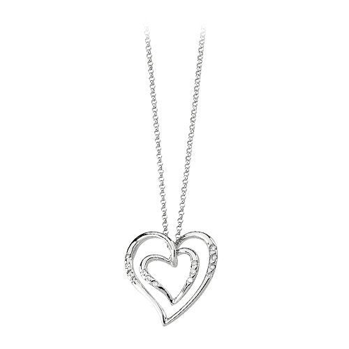 14k White Gold Diamond Heart Necklace (GHI Color, I1 Clarity, 1/10 Cttw)