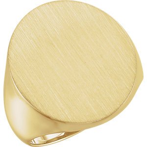 Men's Brushed Signet Ring, 18k Yellow Gold (22x20mm) Size 10