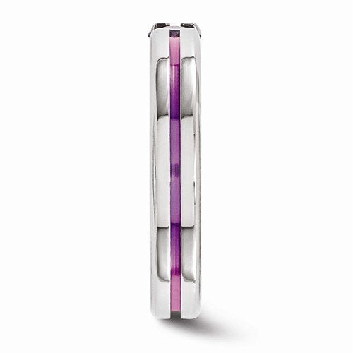Radiance Collection Gray and Pink Titanium Amethyst Princess 4mm Band