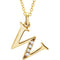 Diamond Initial 'w' Lowercase Letter 14k Yellow Gold Pendant Necklace, 16" (.025 Ctw, GH, I1)