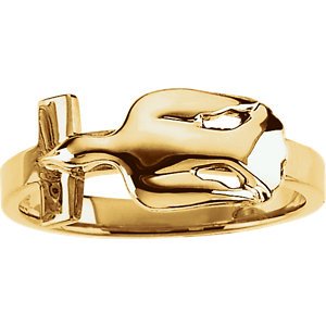 10k Yellow Gold Dove Cross 'Holy Spirit' Ring, Size 7.75