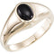 Men's Oval Onyx Cabochon Belcher Ring, Rhodium-Plated 14k White Gold