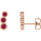 Ruby Three-Stone Ear Climbers, 14k Rose Gold