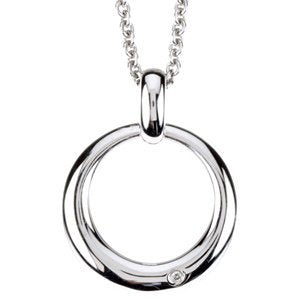 Diamond Circle Sterling Silver Pendant Necklace, 18" (.01 Cttw)