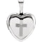 Milgrain Edge Heart with Cross Sterling Silver Locket (12.50X12.50 MM)